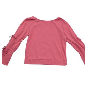 Hinge Womens Rose Pink Bell Sleeve Ribbon Tie Sweatshirt Size Small